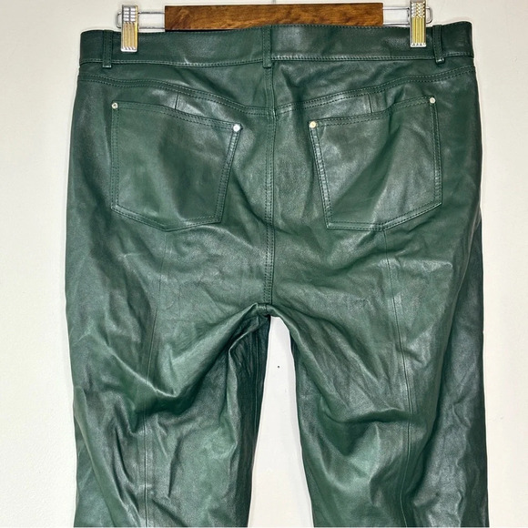 Lafayette 148 New York Spruce Green Mercer Skinny‎ Leg Leather Pants Size 8 - Picture 10 of 13